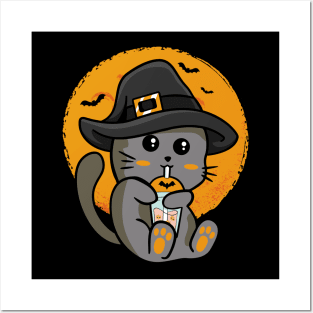 Halloween Boba Cat Posters and Art